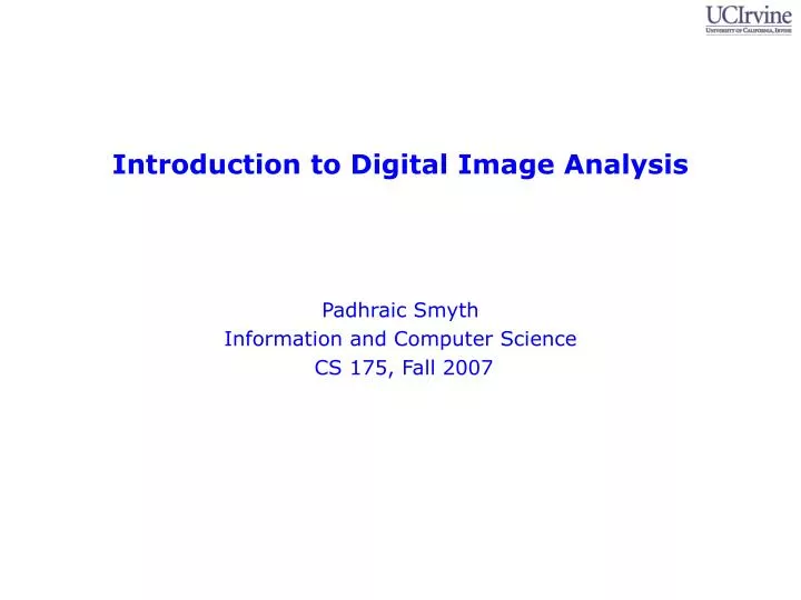 introduction to digital image analysis