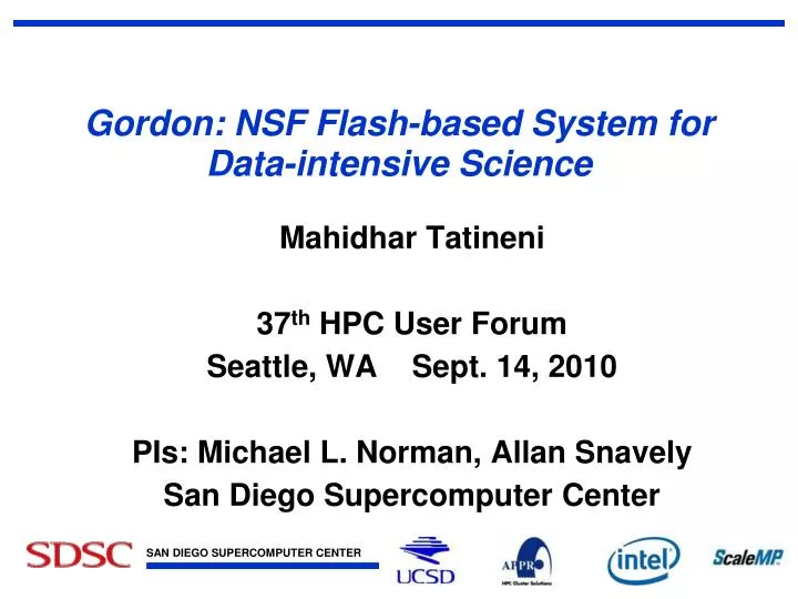 gordon nsf flash based system for data intensive science