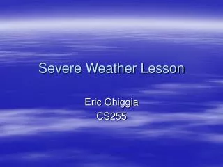 Severe Weather Lesson