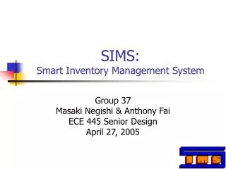 SIMS: Smart Inventory Management System