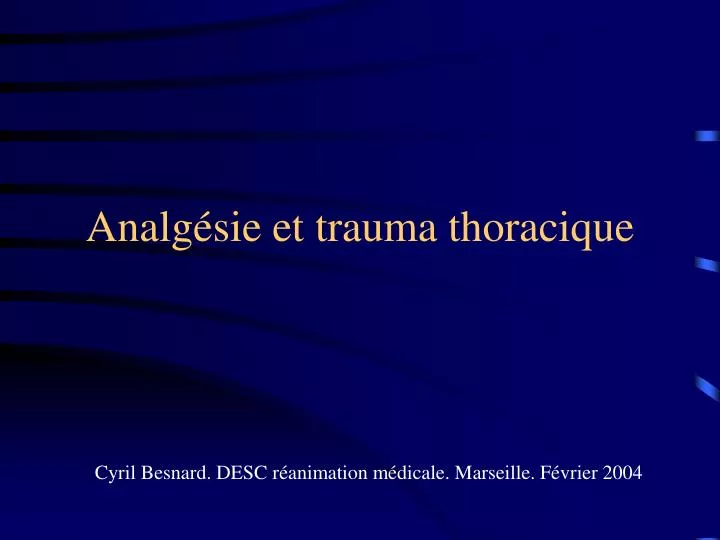 analg sie et trauma thoracique