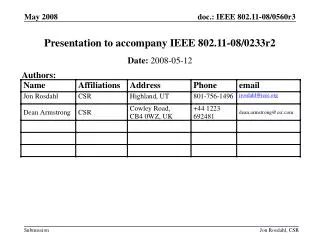 Presentation to accompany IEEE 802.11-08/0233r2