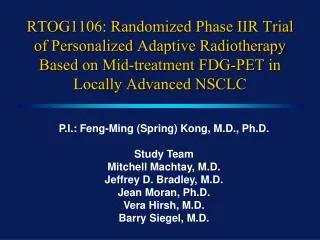 RTOG1106: Randomized Phase IIR Trial of Personalized Adaptive Radiotherapy Based on Mid-treatment FDG-PET in Locally Adv