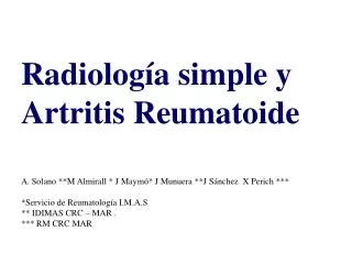 Radiología simple y Artritis Reumatoide