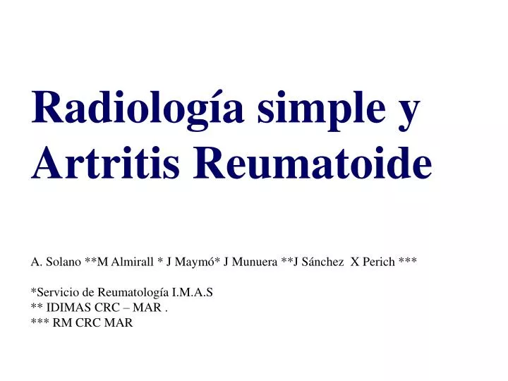 radiolog a simple y artritis reumatoide