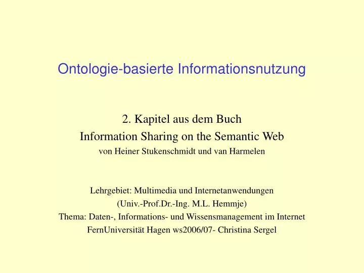 ontologie basierte informationsnutzung