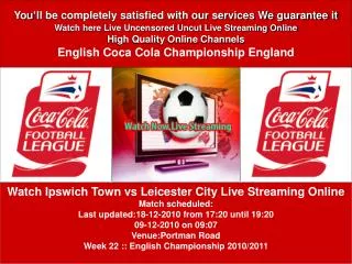 Ipswich Town vs Leicester City Live - Stream