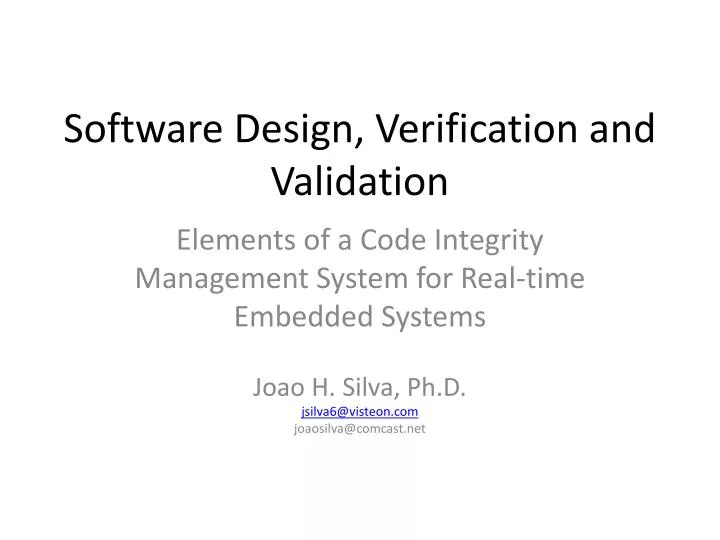 software design verification and validation