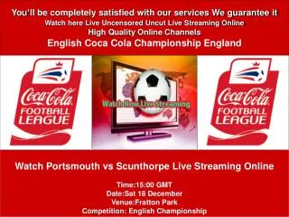 Portsmouth vs Scunthorpe Live stream HD VIDEO ON PC