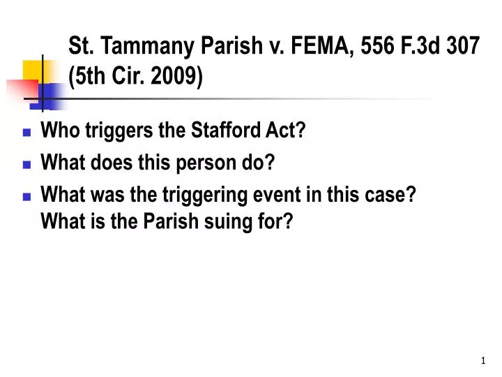 st tammany parish v fema 556 f 3d 307 5th cir 2009