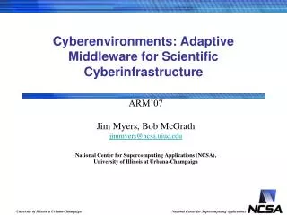 Cyberenvironments: Adaptive Middleware for Scientific Cyberinfrastructure