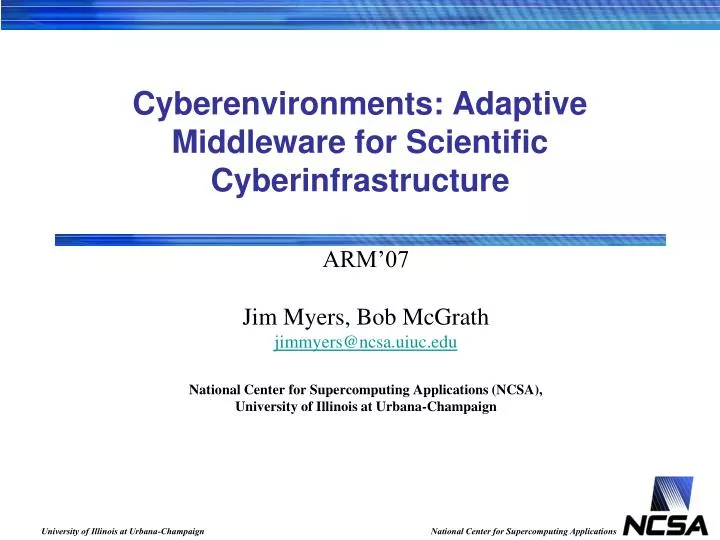 cyberenvironments adaptive middleware for scientific cyberinfrastructure