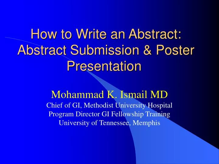 how to write an abstract abstract submission poster presentation