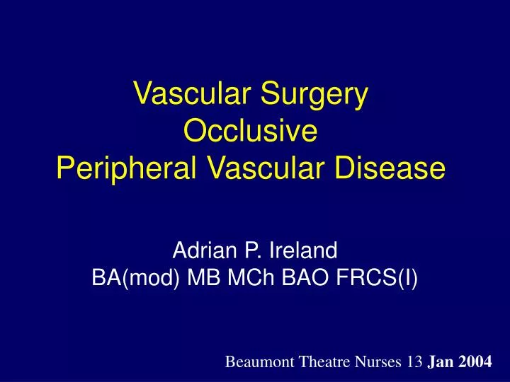 vascular surgery occlusive peripheral vascular disease