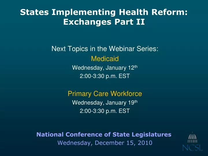 states implementing health reform exchanges part ii