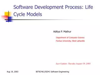 Software Development Process: Life Cycle Models