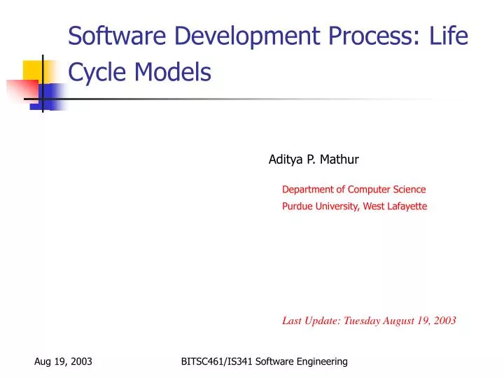 software development process life cycle models