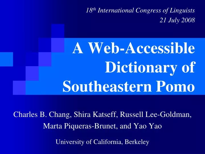 a web accessible dictionary of southeastern pomo