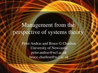 Management from the perspective of systems theory