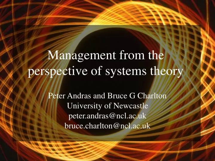 management from the perspective of systems theory
