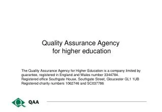 Quality Assurance Agency for higher education