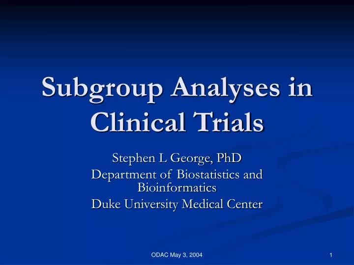 subgroup analyses in clinical trials