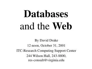 Databases and the Web