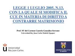 Prof. Mª del Carmen Cazorla González-Serrano Universidad Rey Juan Carlos Madrid (Spagna)