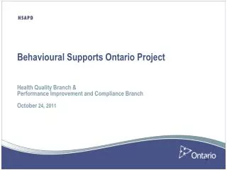 Behavioural Supports Ontario Project