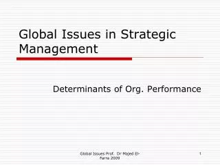 Global Issues in Strategic Management