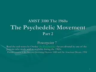 AMST 3100 The 1960s The Psychedelic Movement Part 2