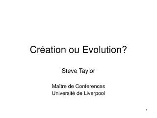 cr ation ou evolution