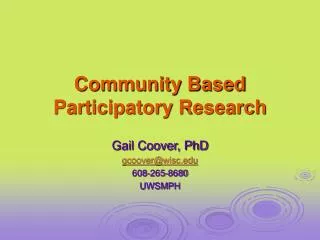 Community Based Participatory Research