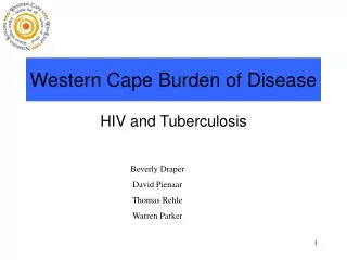 Western Cape Burden of Disease