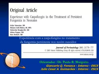 Orientador : Dr. Paulo R. Margotto