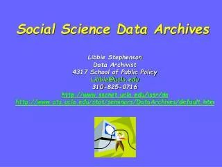 Social Science Data Archives