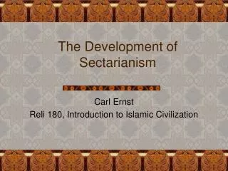 The Development of Sectarianism