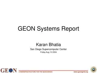 GEON Systems Report