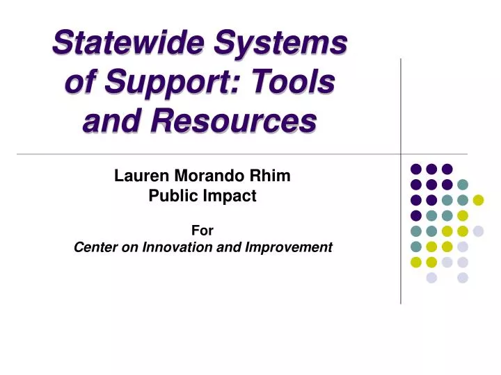 statewide systems of support tools and resources