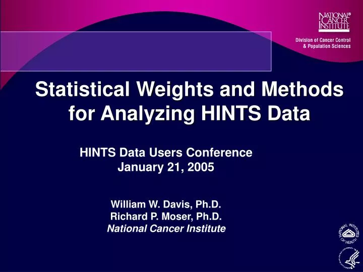 statistical weights and methods for analyzing hints data