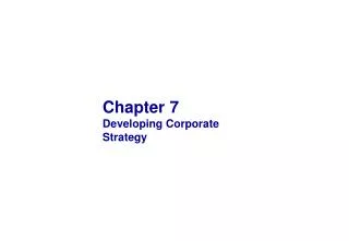 Chapter 7 Developing Corporate Strategy