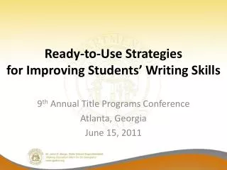 Ready-to-Use Strategies for Improving Students’ Writing Skills