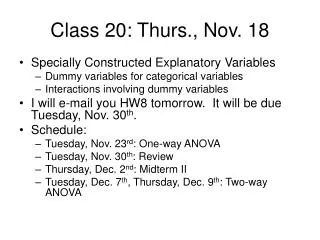 Class 20: Thurs., Nov. 18