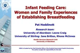 Infant Feeding Care: Women and Family Experiences of Establishing Breastfeeding