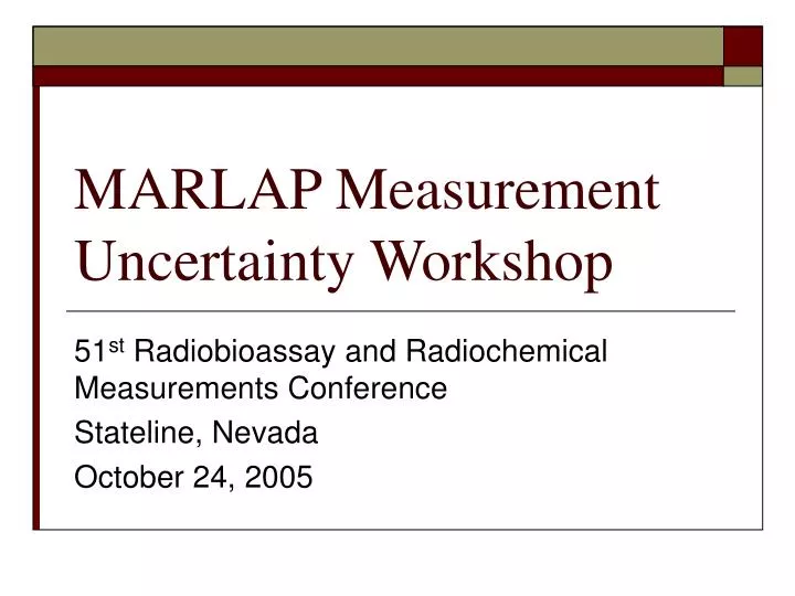 marlap measurement uncertainty workshop