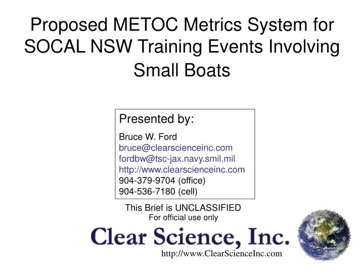 proposed metoc metrics system for socal nsw training events involving small boats