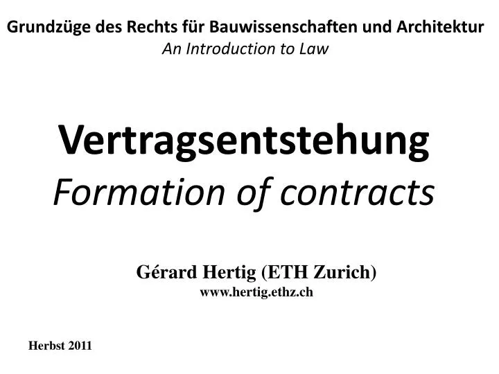 vertragsentstehung formation of contracts