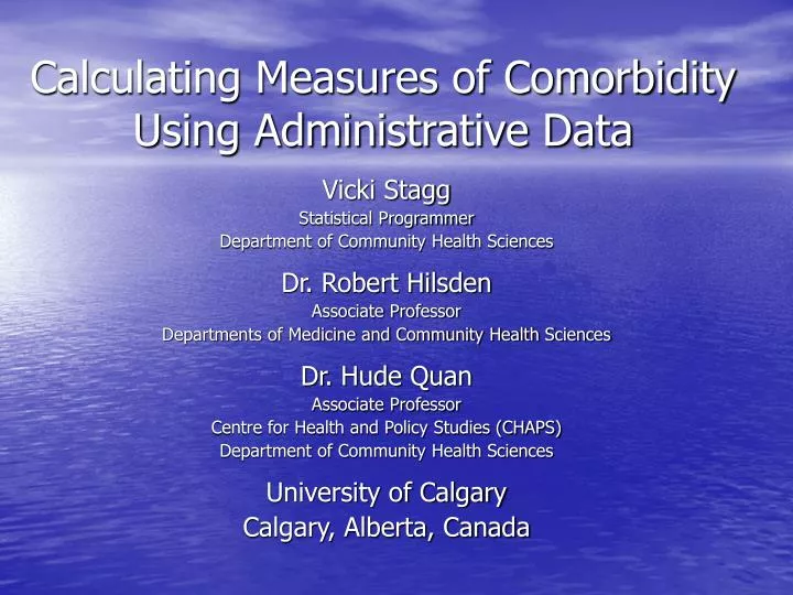 calculating measures of comorbidity using administrative data