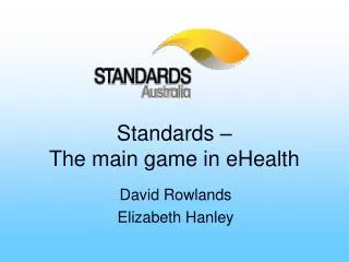 Standards – The main game in eHealth