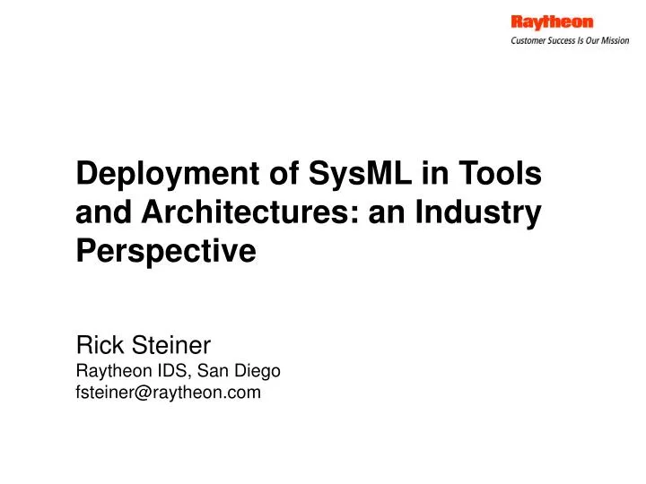 deployment of sysml in tools and architectures an industry perspective